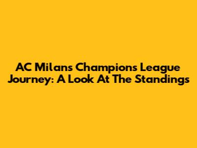 AC Milan's Champions League Journey: A Look At The Standings