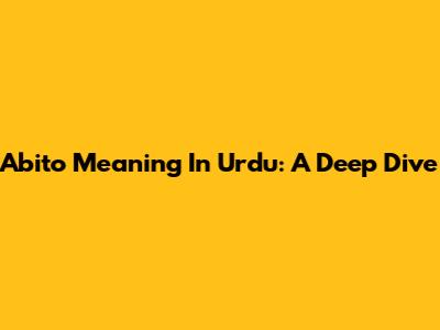 Abito Meaning In Urdu: A Deep Dive