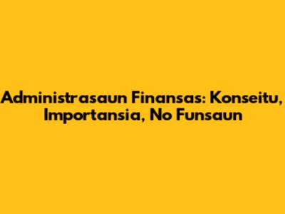 Administrasaun Finansas: Konseitu, Importansia, No Funsaun