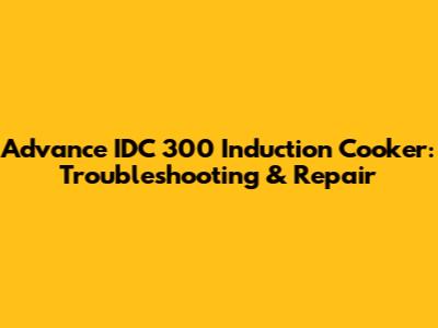 Advance IDC 300 Induction Cooker: Troubleshooting & Repair