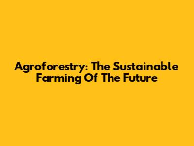 Agroforestry: The Sustainable Farming Of The Future