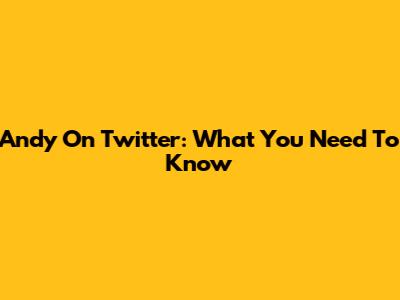Andy On Twitter: What You Need To Know