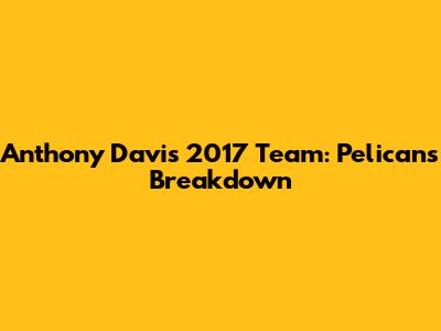 Anthony Davis' 2017 Team: Pelicans Breakdown