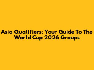Asia Qualifiers: Your Guide To The World Cup 2026 Groups