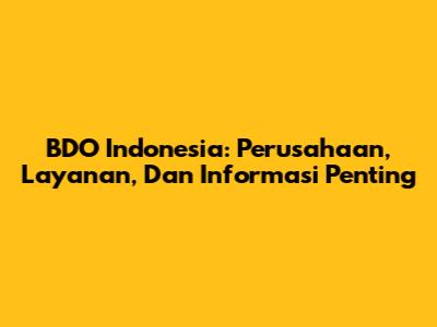 BDO Indonesia: Perusahaan, Layanan, Dan Informasi Penting