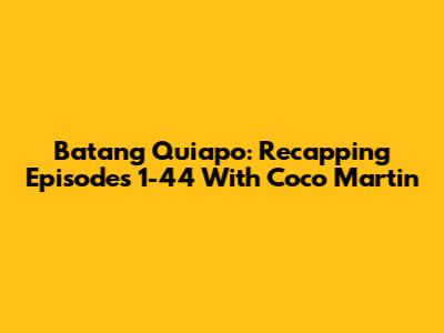Batang Quiapo: Recapping Episodes 1-44 With Coco Martin