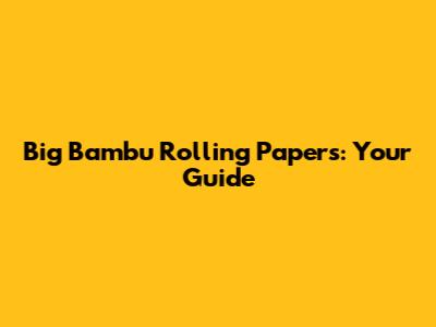 Big Bambu Rolling Papers: Your Guide