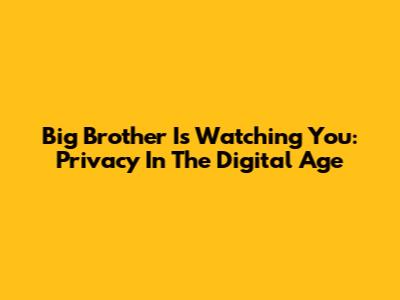 Big Brother Is Watching You: Privacy In The Digital Age
