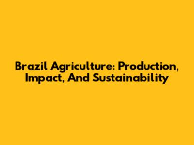 Brazil Agriculture: Production, Impact, And Sustainability