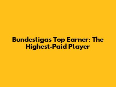 Bundesliga's Top Earner: The Highest-Paid Player