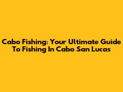 Cabo Fishing: Your Ultimate Guide To Fishing In Cabo San Lucas