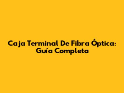 Caja Terminal De Fibra Óptica: Guía Completa