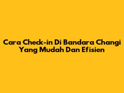Cara Check-in Di Bandara Changi Yang Mudah Dan Efisien