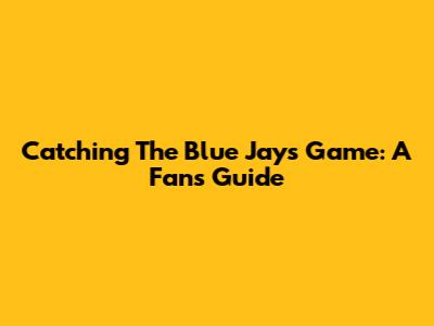 Catching The Blue Jays Game: A Fan's Guide