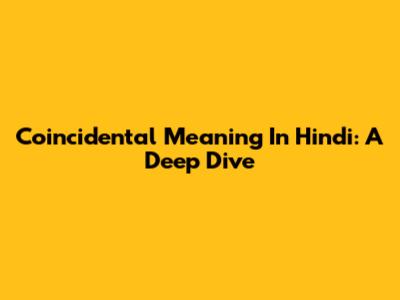 Coincidental Meaning In Hindi: A Deep Dive