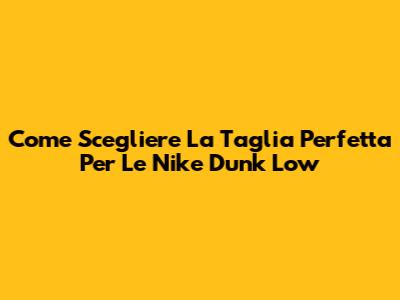 Come Scegliere La Taglia Perfetta Per Le Nike Dunk Low