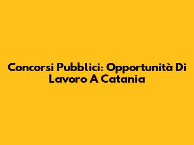 Concorsi Pubblici: Opportunità Di Lavoro A Catania