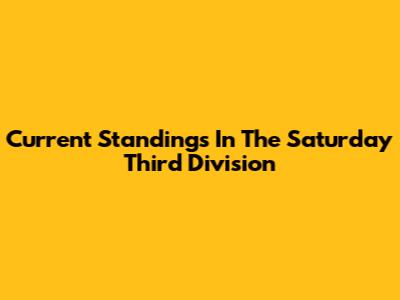 Current Standings In The Saturday Third Division