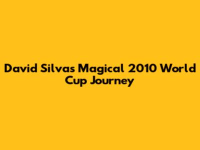 David Silva's Magical 2010 World Cup Journey
