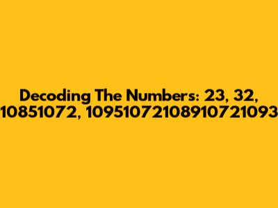 Decoding The Numbers: 23, 32, 10851072, 10951072108910721093