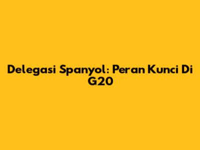 Delegasi Spanyol: Peran Kunci Di G20