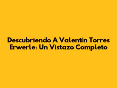 Descubriendo A Valentín Torres Erwerle: Un Vistazo Completo