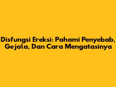 Disfungsi Ereksi: Pahami Penyebab, Gejala, Dan Cara Mengatasinya