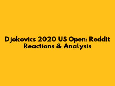 Djokovic's 2020 US Open: Reddit Reactions & Analysis