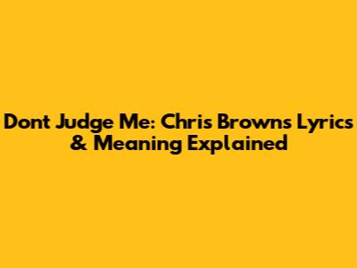 Don't Judge Me: Chris Brown's Lyrics & Meaning Explained