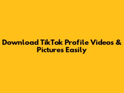 Download TikTok Profile Videos & Pictures Easily
