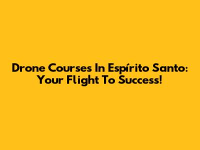 Drone Courses In Espírito Santo: Your Flight To Success!