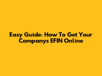 Easy Guide: How To Get Your Company's EFIN Online