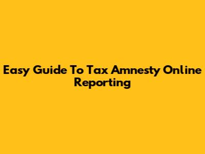 Easy Guide To Tax Amnesty Online Reporting