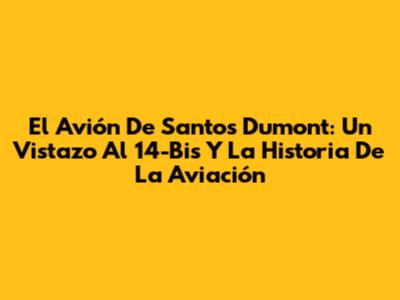 El Avión De Santos Dumont: Un Vistazo Al 14-Bis Y La Historia De La Aviación