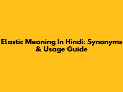 Elastic Meaning In Hindi: Synonyms & Usage Guide