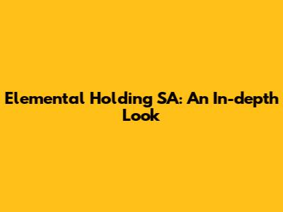 Elemental Holding SA: An In-depth Look