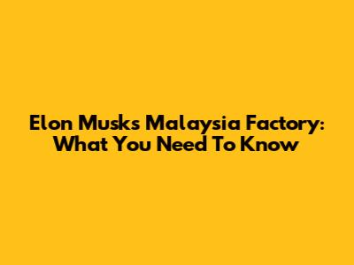 Elon Musk's Malaysia Factory: What You Need To Know
