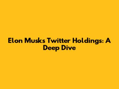 Elon Musk's Twitter Holdings: A Deep Dive