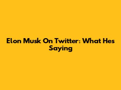 Elon Musk On Twitter: What He's Saying