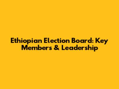 Ethiopian Election Board: Key Members & Leadership