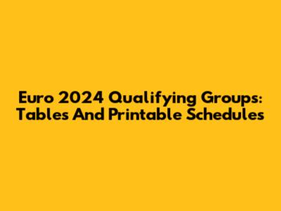 Euro 2024 Qualifying Groups: Tables And Printable Schedules