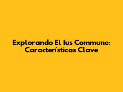 Explorando El Ius Commune: Características Clave