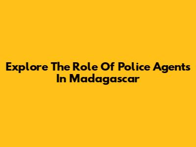Explore The Role Of Police Agents In Madagascar