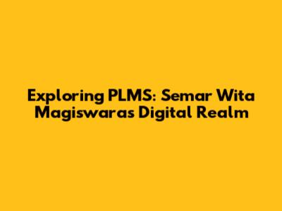 Exploring PLMS: Semar Wita Magiswara's Digital Realm