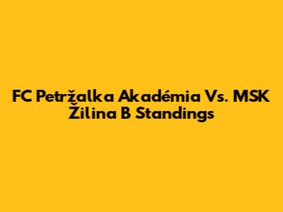 FC Petržalka Akadémia Vs. MSK Žilina B Standings
