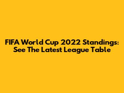 FIFA World Cup 2022 Standings: See The Latest League Table