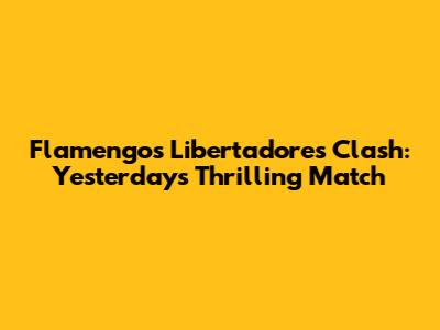 Flamengo's Libertadores Clash: Yesterday's Thrilling Match