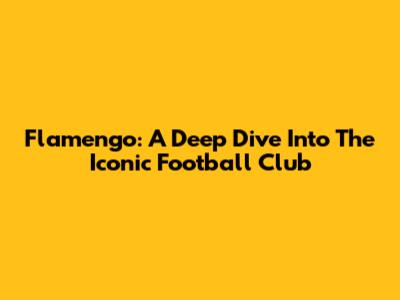 Flamengo: A Deep Dive Into The Iconic Football Club