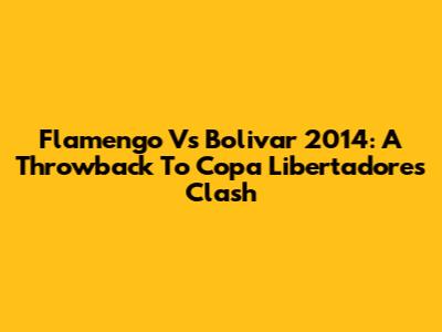 Flamengo Vs Bolivar 2014: A Throwback To Copa Libertadores Clash