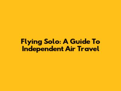 Flying Solo: A Guide To Independent Air Travel